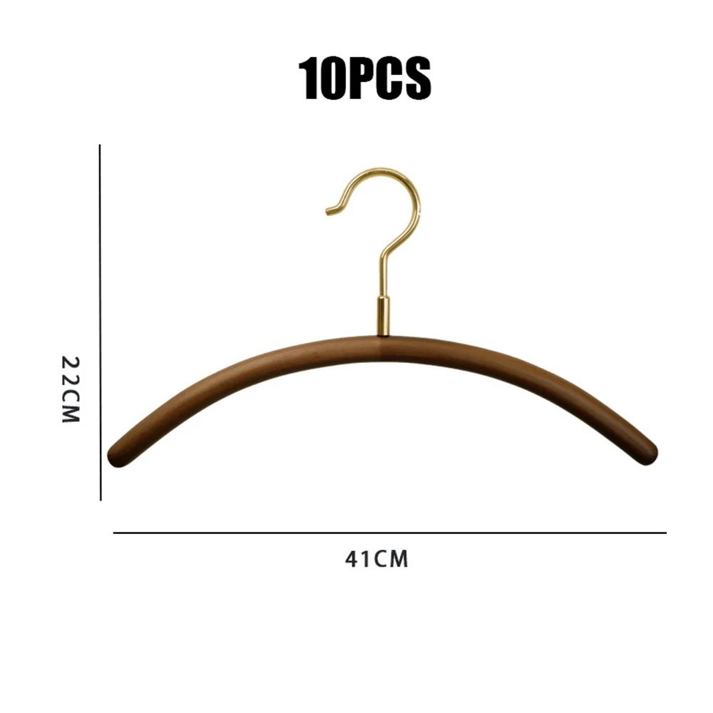 

10PCS Light Luxury Decorative Hangers Solid Wood Hangers Nordic Cloakroom Adult Retro Simple Home Bedroom Brass Clothes Hanger