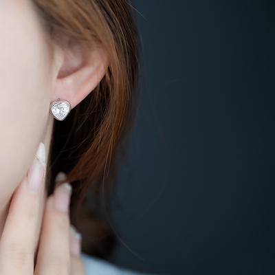 Rosa Liebe Zirkon Ohr Schnallen frauen Licht Luxus Nische Koreanische Version Süße Mädchen Ohrringe Temperament Nette Herz Ohrringe