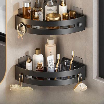 Estante de Pared Triangular para Baño: Almacenamiento sin perforaciones y toallero