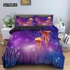 Jellyfish Duvet Cover Set Queen Size Ocean Animal Print Bedding Set Microfiber The Underwater World Quilt Cover For Boys Girls