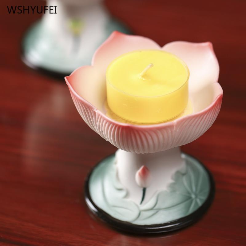 Home decoration accessories Ceramic Lotus Candlestick household Candlestick base for Buddha offering in front of the Buddha 1pcs