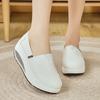 Women Platform Loafers Students Casual Black Leather Elevator Shoes Thick Sole Height Increase White Sneakers