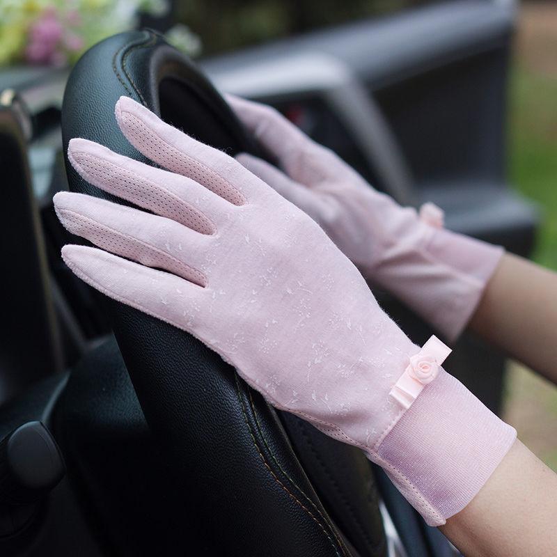 Elegante Spitzenhandschuhe mit Schleife für Damen - Atmungsaktiver Sonnenschutz, Perfekt für Outdoor-Aktivitäten im Frühling und Sommer