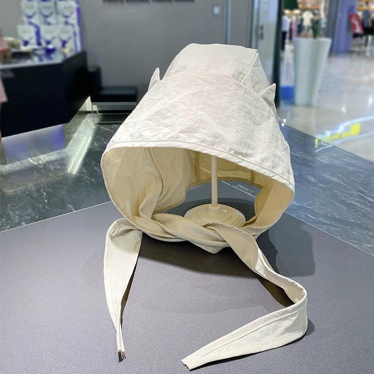 Women's Spring and Summer Thin Sun Protection UV Head Hat Japanese Cute Little Devil Ear Quick Dry Fisherman Hat