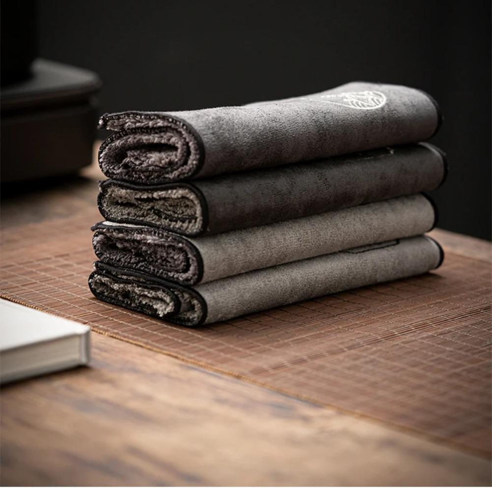 4 Pcs/Set Water Absorption Vintage Tea Towel Double-sided Tea Table Pad Comfortable To The Touch