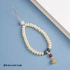 White Bodhi Cat Paw Beaded Phone Wrist Strap Lanyard Charm
