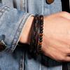 Men's Tiger Eye Beaded Multi-Layer Leather Bracelet