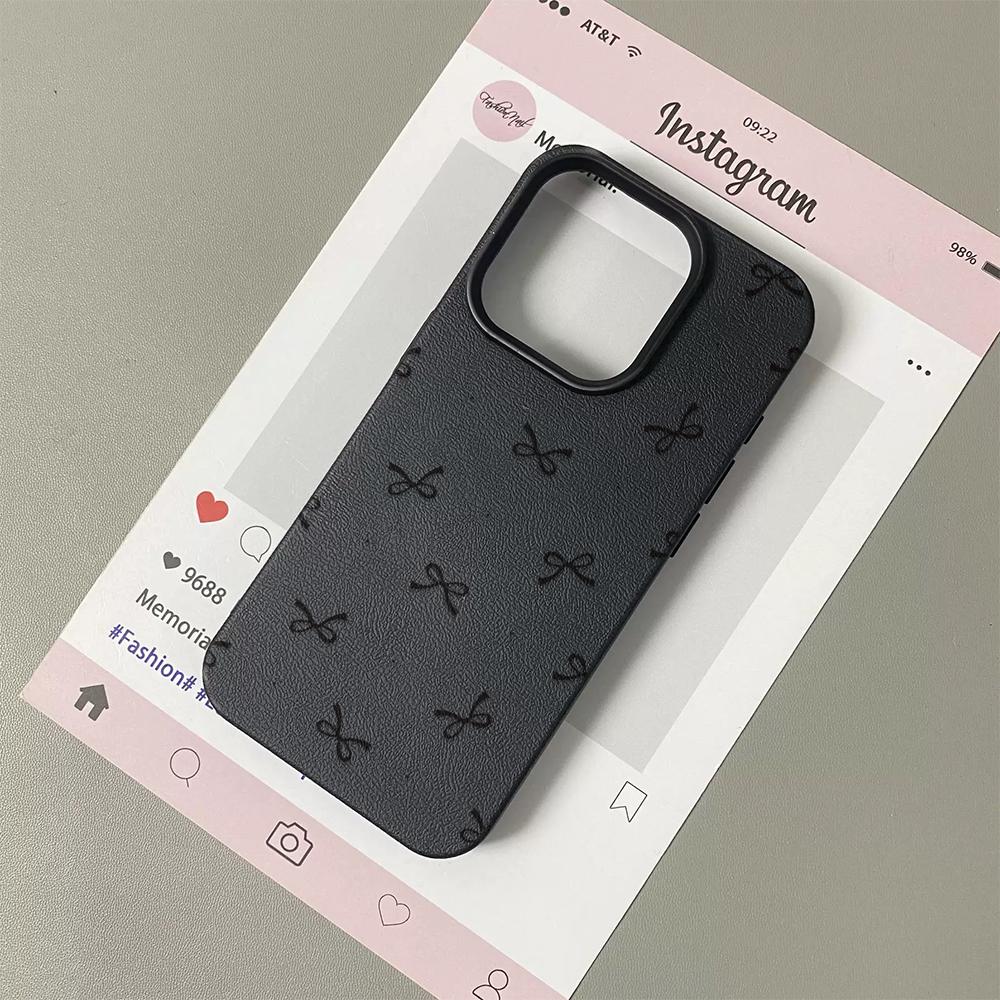 Schwarze Schleifen-Aufdruck Handyhülle Für iPhone 17 16 15 14 Plus 13 12 11 Pro Max 17 Air X XR XS Korea Mädchen Hülle Silikon Weiche Hülle
