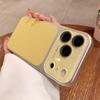 Crystal Large Window Lychee Leather Case for iPhone 17 16 15 14 13 Pro Max 17Pro Shockproof Armor Soft Bumper Cover Skin