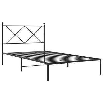 Metal Bed Frame with Headboard Black 107 X 203 Cm