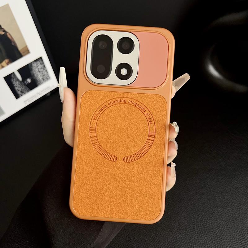 For OnePlus 15 Case Embossed Litchi Pattern Leather Magnetic Wireless Charging Anti-Fingerprint Comfortable Grip Soft Cover