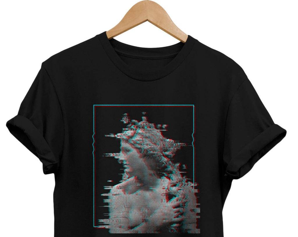 Vaporwave Glitch T-shirt | Cyborg Statue Graphic Tee