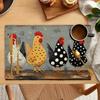 4pcs Linen Placemats Set, Country Chicken Pattern Decorative Placemats, Suitable for Kitchen Dining Room Decoration, Family Gathering Dinner Table