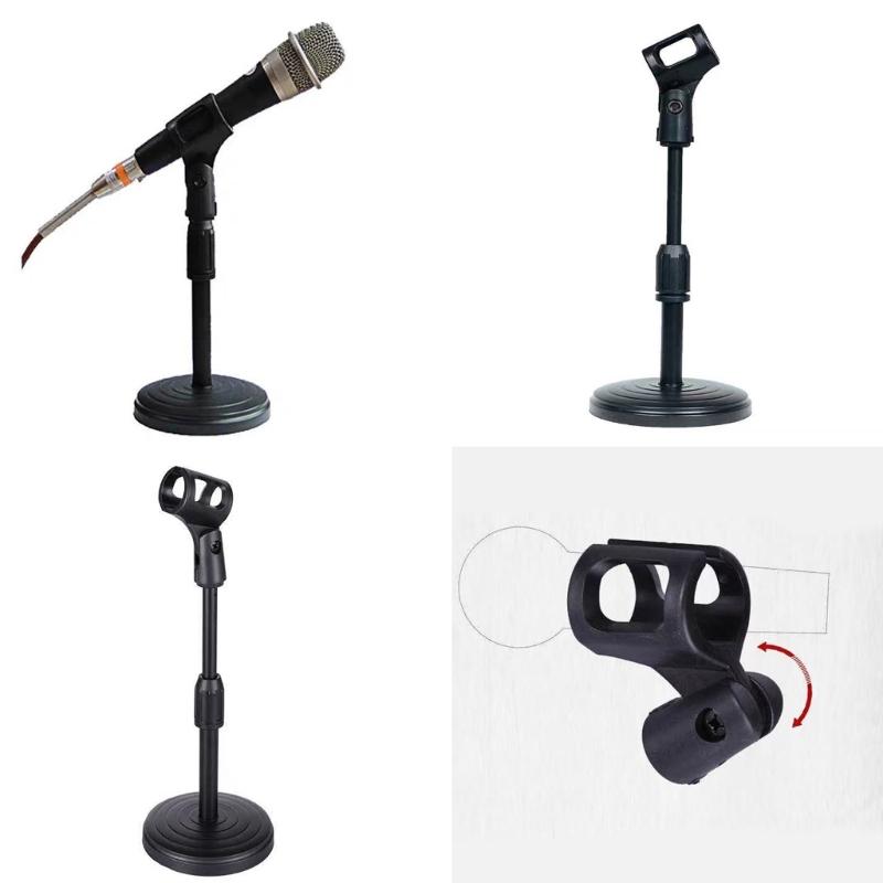Sturdy Tabletop Mic Holder Stand Adjustable Microphone Rack with Extendable Height for Live Streaming and Conferences