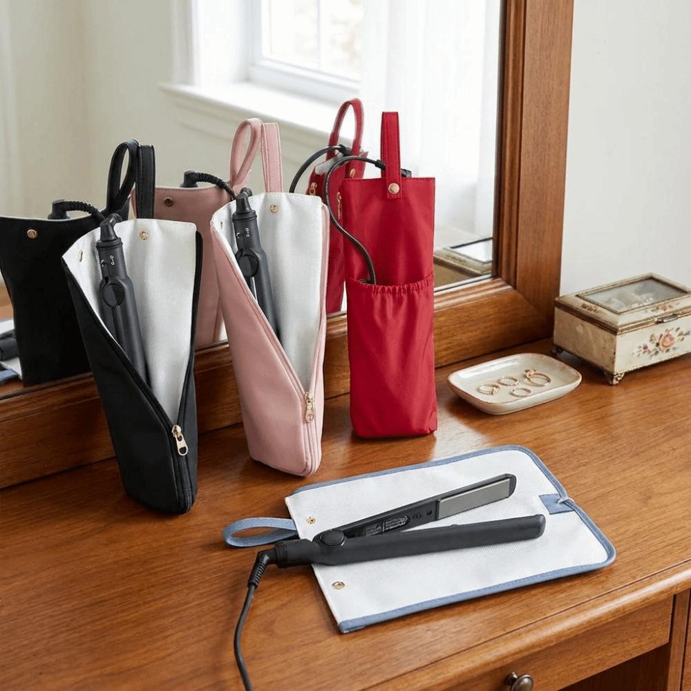 Heat-Resistant Straightener Storage Pouch Hanging Hair Curling Holder Curling Iron Bag for Home