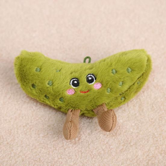 Plush Pickled Cucumber Toy with Lanyard Stuffed Cartoon Cucumber Doll Keychain Pendant Bag Charm Backpack Hanging Decoration