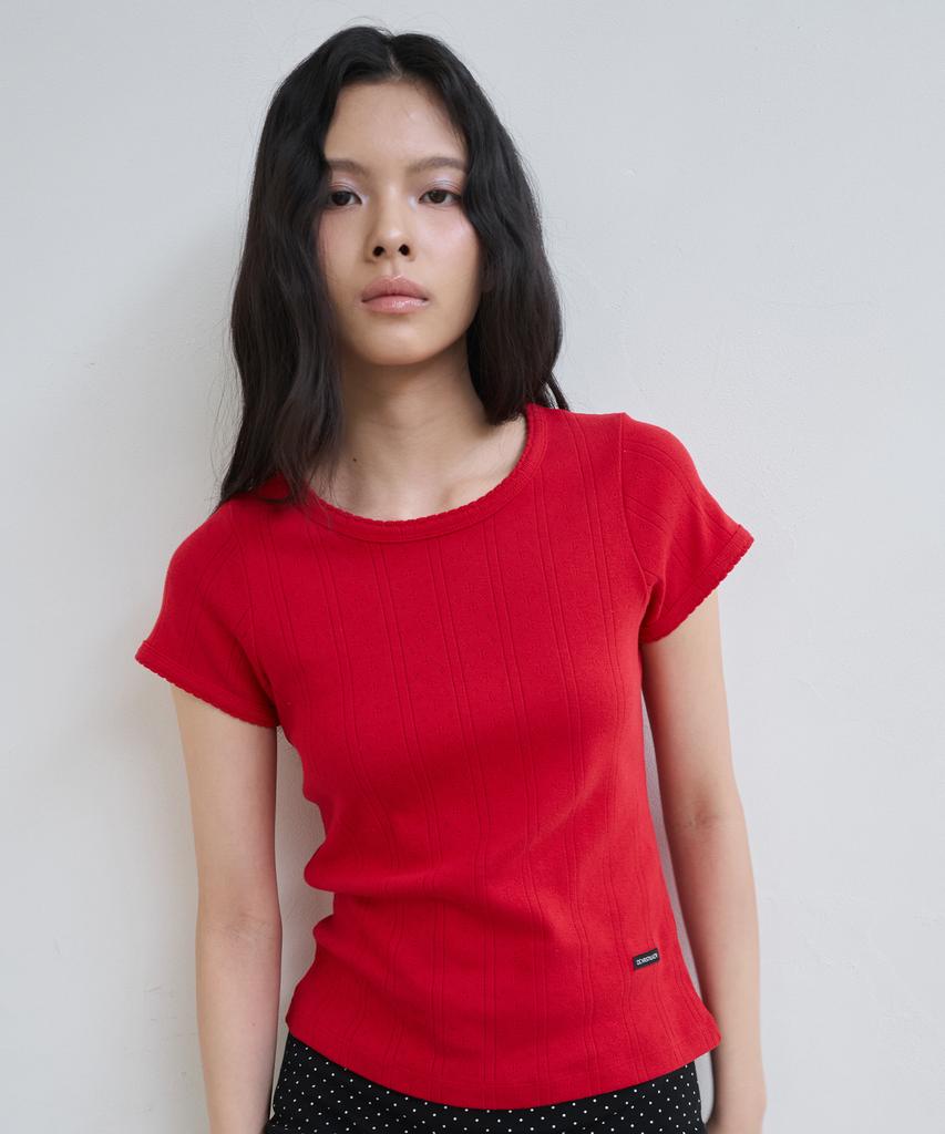 DEARSTALKER D. Basic Pointelle Slim Round T - 3 Color