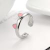 Pink Cute Cat Ear Ring For Women Cats Paw Embrace Tightly Opening Finger Rings Girl Ladies Party Birthday Jewelry Accessories