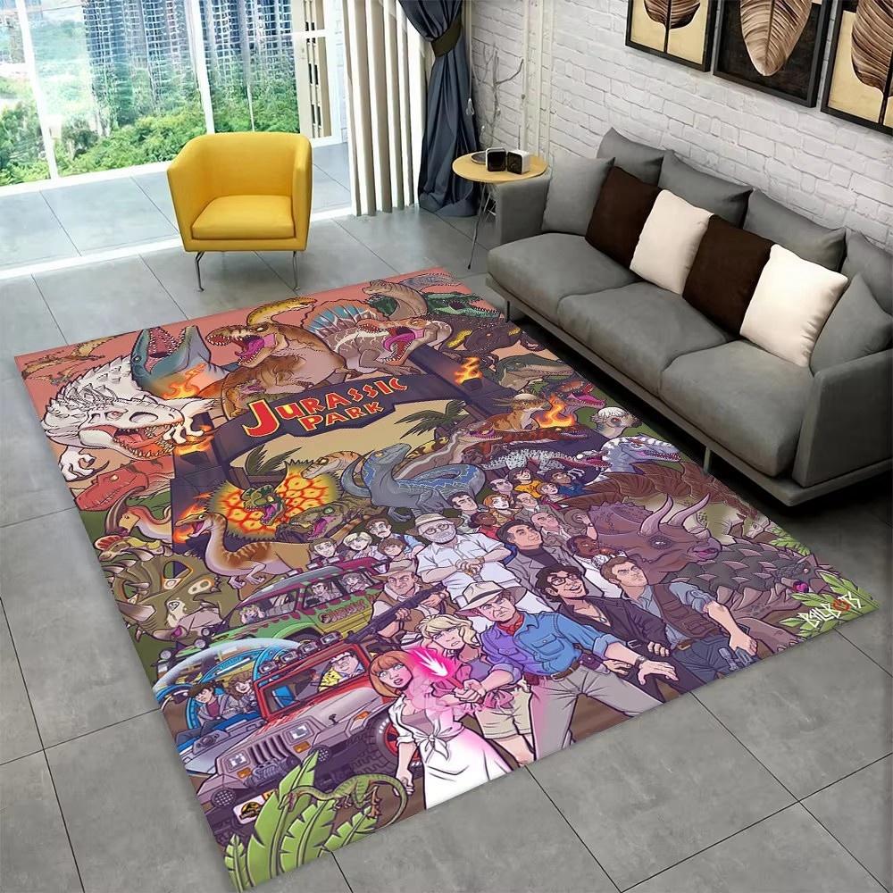 3D J-Jurassic Park Dinosaur Carpet Large Area Rug Bedroom Kids’ Playroom Floor Mat Non-Slip Living Room Decor Fun Sofa Accent