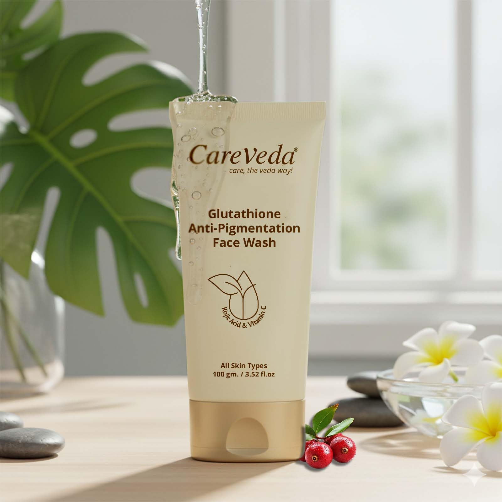CareVeda Glutathione Anti-Pigmentation Face Wash Enriched with Kojic Acid & Vitamin E 100gm