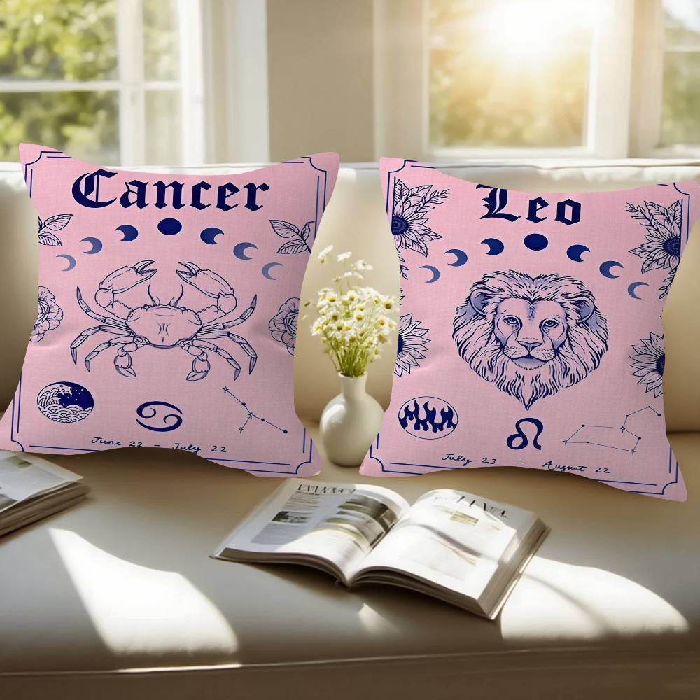 Constellation Nursery Canvas Pillow Covers Cartoon Sofa Decorative Home Doublesided Printing Short Plush Cute Cushion Cover