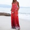Women's Christmas Print Solid Wide Leg Strapless Tank Pocket Casual Onesie