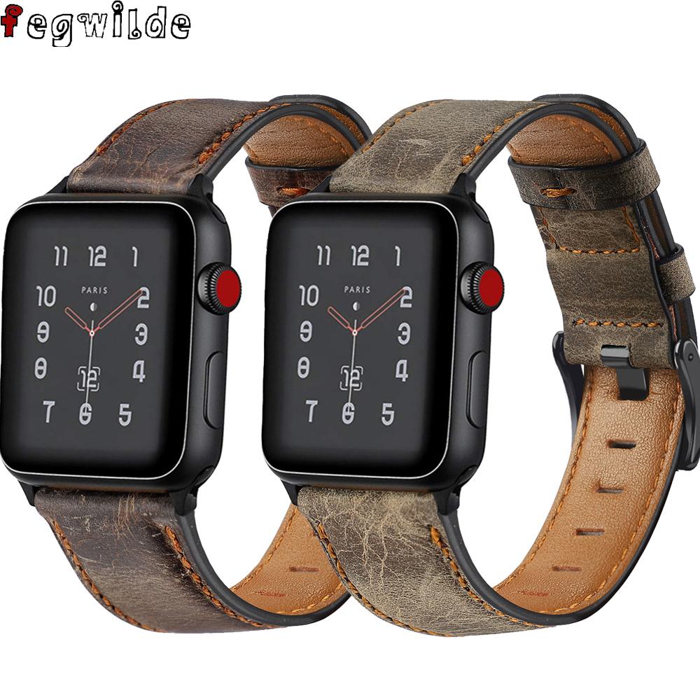 Retro-Rindslederarmband für Apple Watch Band 44mm 40mm 45mm 41mm 49mm 46mm correa bracelet iWatch Serie 3 4 se 6 7 8 ultra2 10