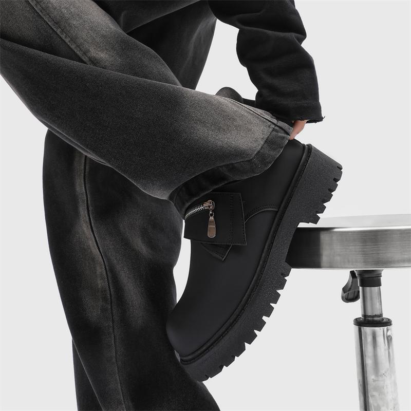 Fashion Student Shoe Office Loafers Black Shoes Kerae Fashion Thick Bottom Men's Business Patent Leather Shoe Slip-on Tassel Shoes
