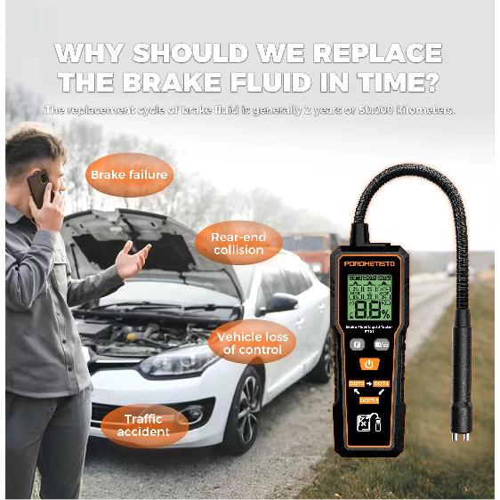 FT01 Automotive Brake Fluid Brake Oil Tester Portable Digital Brake Fluid Tester DOT3/DOT4/DOT5.1 Test With Flexible Probe