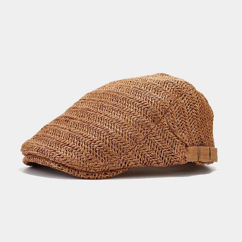 Straw Boater Hat For Women Sun Protection Summer Beach Casual Adjustable Chic Style