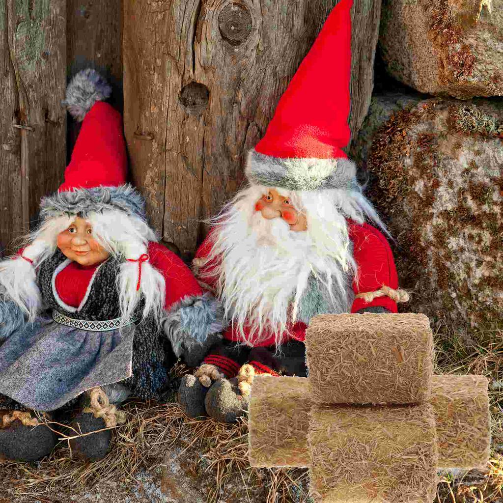 4 Pcs Mini Haystack Garden Decore Fake Ornament Artificial Lining Decorate Living Toom Wood Bales Home Country Room