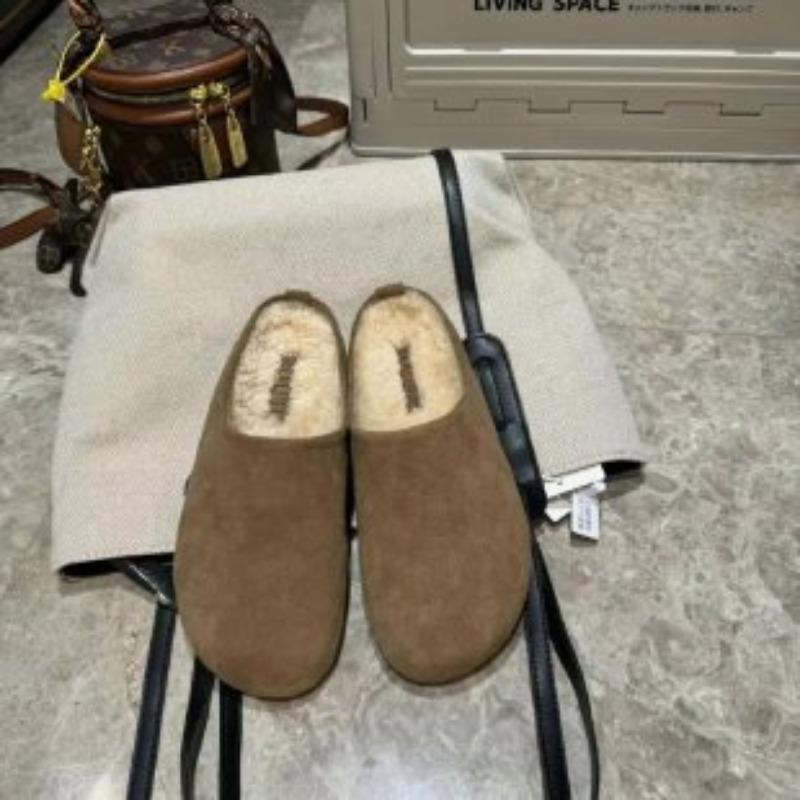 Baotou half slippers women's new autumn and winter piled thickened versatile warm wool cotton slippers