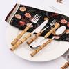 16-Piece Bamboo Handle Silverware Set Stainless Steel Flatware Set Include Spoons Forks Knives and Tea Forks, Cutlery Utensils Serves 4