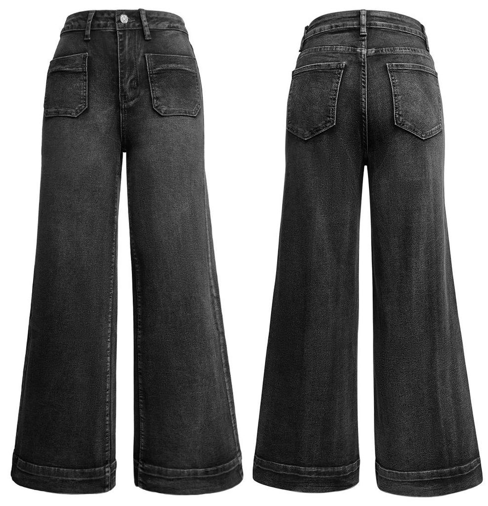 2025 Spring Women's High-Waisted Wide-Leg Retro Jeans - Slimming and Versatile Style