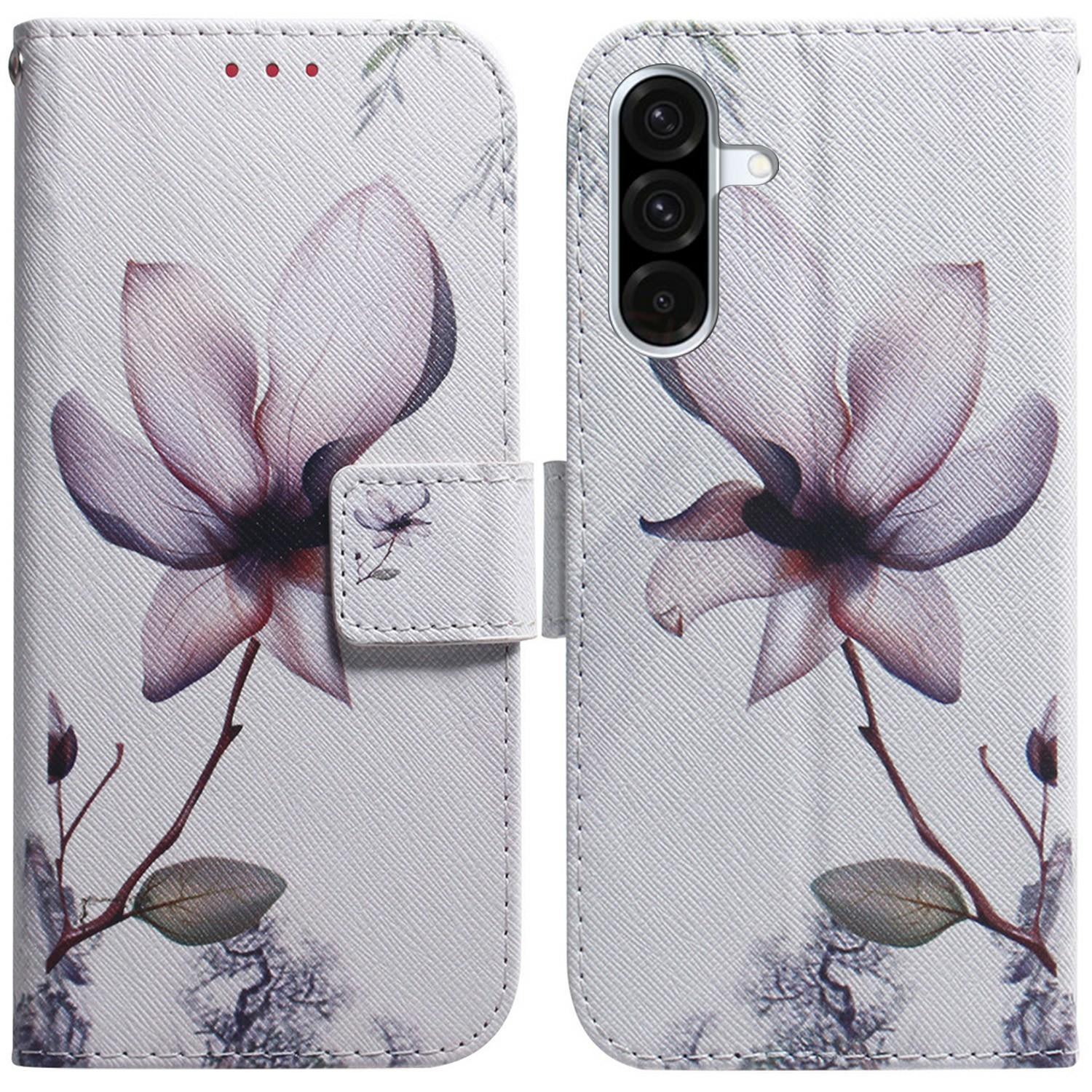 

Чохол-гаманець із візерунком та шкіряним принтом для Samsung Galaxy A56 5G/A36 5G Pink Flower