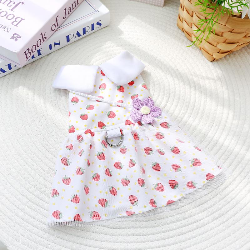Breathable Strawberry Print Vest for Spring/Summer - Suitable for Small Dogs Like Teddy, Bichon, Schnauzer
