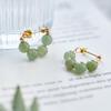 Natural Hetian Jade Green Dangle Earrings - New Chinese Style Studs for Women, National Style Qingyu Design