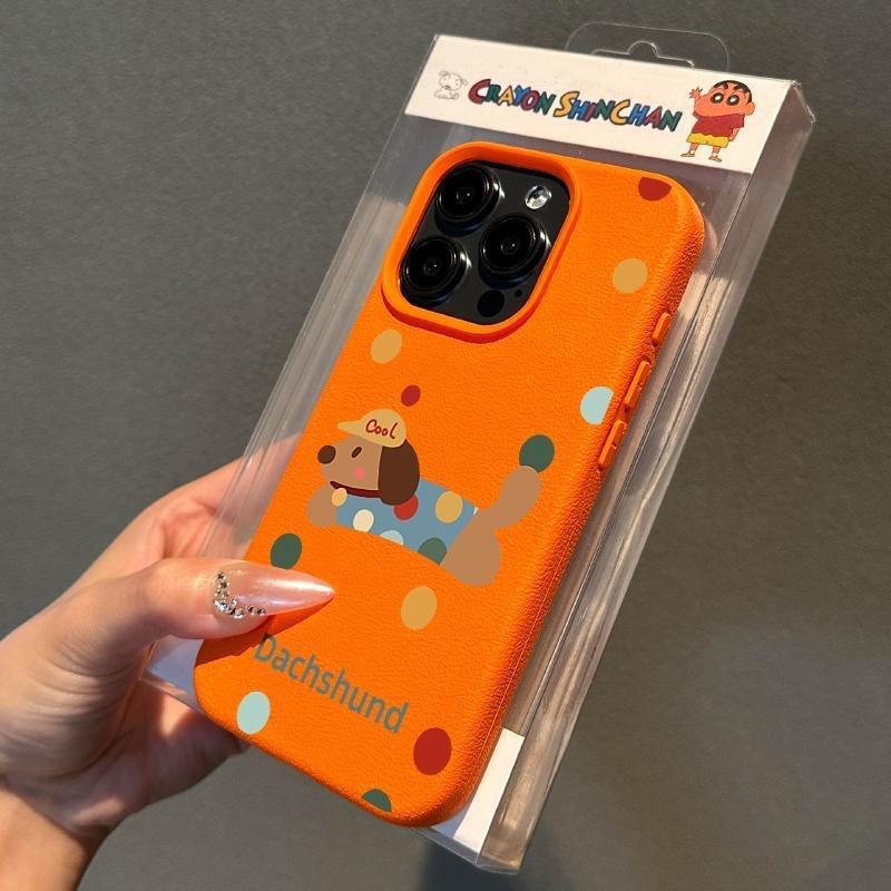 Polka Dot Dachshund for Apple 16 PROMAX Phone Case for IPhone 14 Cartoon 15 Lychee Pattern 13 Soft Shell 12