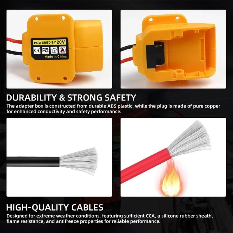 Jumper Cable Clamps Kit For Makita/Dewalt/Milwaukee 18V Battery Jumper Starter Automotive Booster Cables 12AWG Power Tool Line