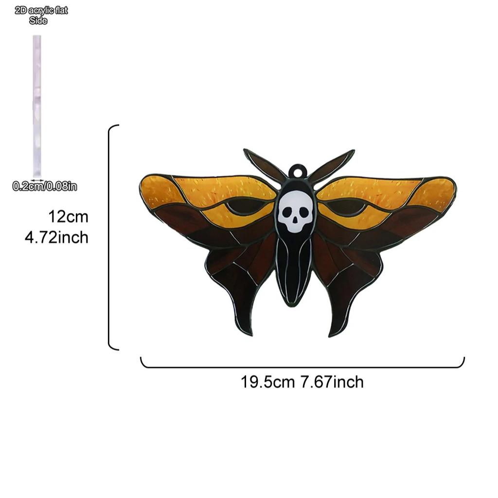 1 Stück Acryl Halloween Schmetterling & Totenkopf Fensterbehang Sonnenfänger Gotisch, Vier Jahreszeiten Dekoration, Neuheit Heimdeko, Perfekt Langlebig für Schlafzimmer