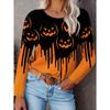 Women's Classic Santa Print Long Sleeve, Festive Crew Neck Top, Holiday
