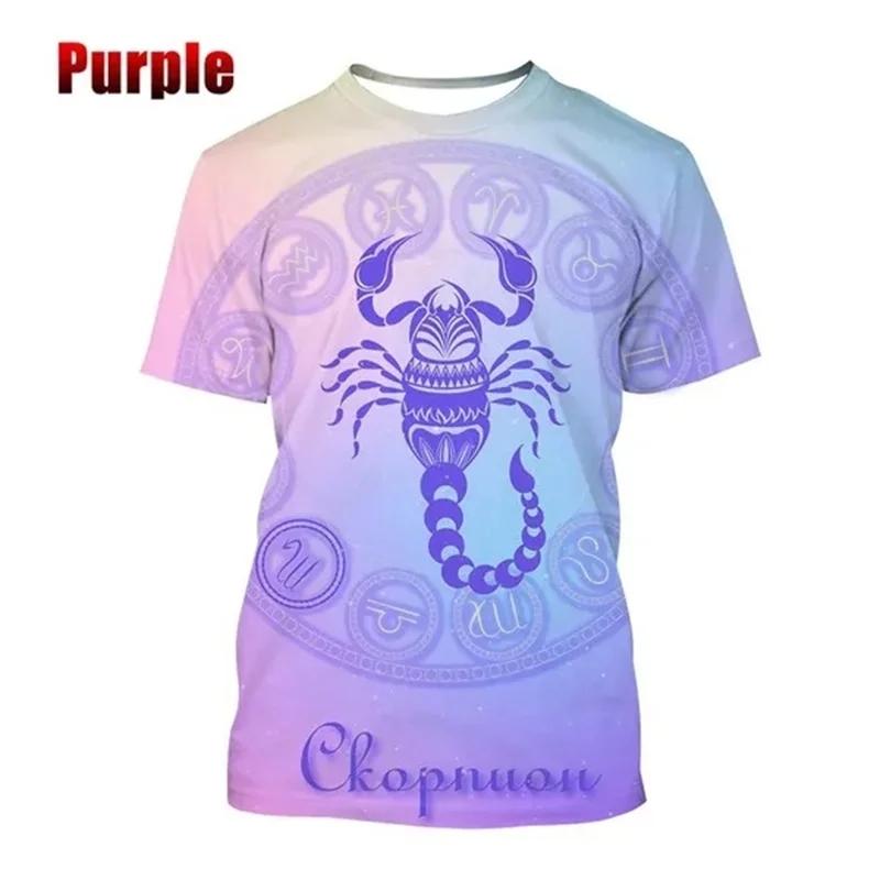Letnie T-shirty męskie z okrągłym dekoltem, modne, codzienne, z krótkim rękawem, z nadrukiem 3D wzoru zwierzęcia skorpiona