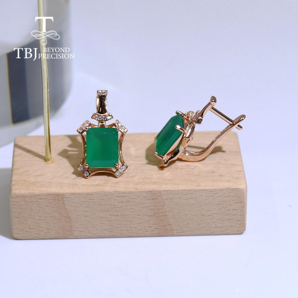 Agat verde natural oct 8*10mm Cercei din argint 925 bijuterii fine cu pietre pretioase naturale pentru femei mama cadou frumos