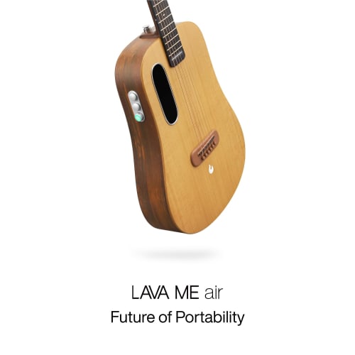 LAVA ME AIR Guitarra Acústica-Eléctrica Portátil de Abeto. Una guitarra de viaje para principiantes con efectos incorporados y una pastilla magnética.