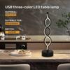 Retro Spiral LED Seaweed Table Lamp Bedside Lamp Tri Color Adjustable USB Power Supply Suitable for Bedroom and Living Room