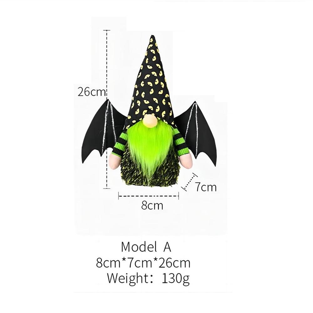 

Bat Gnome Halloween Home Decor With Bat Wings, Plush Handmade Gnome Doll For Festive Halloween Decorations A