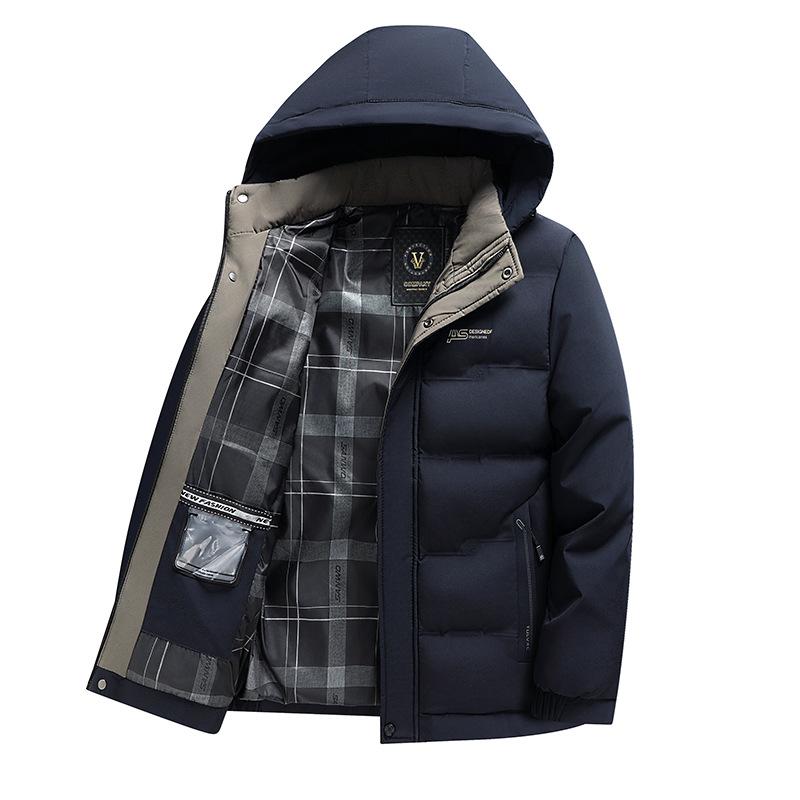 

Зимняя куртка папы плюс бархатная утолщенная теплая хлопковая одежда осенью и зимой, новая мужская хлопковая куртка для людей среднего и пожилого возраста 5XL синий