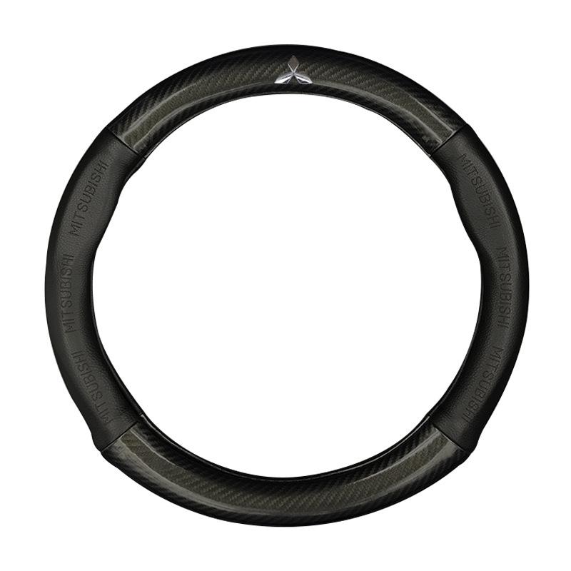 Genuine Leather & Carbon Fiber Steering Wheel Cover for Mitsubishi: Fits ASX, Pajero Sport, Galant, Outlander - Men’s Style.