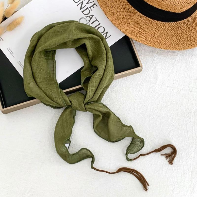 Silk scarf new literary and fashionable scarf retro cotton and linen scarf shawl high atmosphere triangle scarf waist