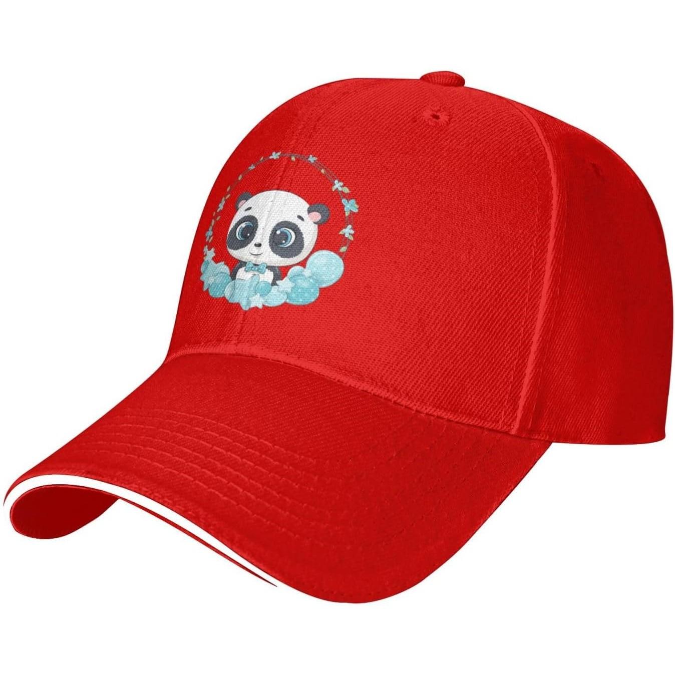 Cute Baby Panda Cloud Wreath Baseball Cap Polyester Adjustable Sun Hat Casual Golf Cap Adjustable
